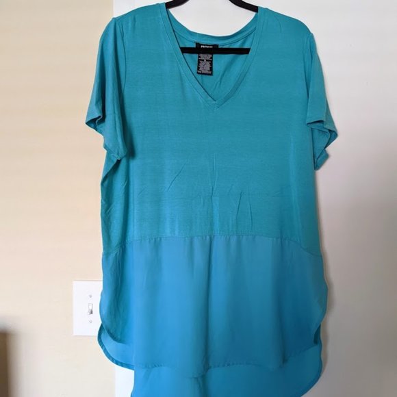 Teal dual fabric shirt - Picture 1 of 1